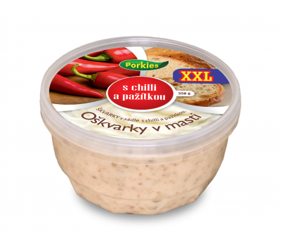 XXL Oškvarky v masti s chilli a pažítkou 